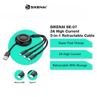 ATLAS SIKENAI SE-07 3A High Current Metal 3in1 Storage Cord Retractable Flat Power Monitoring Cable 
