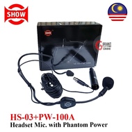 SHOW Headset Head Microphone HS03+PW100A with Phantom Power
