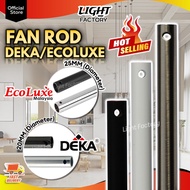 Original Ecoluxe / DEKA Fan Rod 12" / 24" / 36" / 48" /60" Ceiling Fan Black Fan Rod Extension Kipas