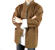 Interact China 100% Cotton Brown Kung Fu Martial Arts Tai Chi Jacket Coat XS-XL or Tailor Custom Mad