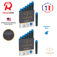 Parker Quink MINI Fountain Pen Ink Cartridges - Blue / Mini Fountain Pen Ink Refill [1 Pack of 12] - Blue (ORIGINAL)