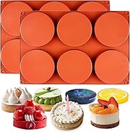 FUNSHOWCASE Round Disc Baking Silicone Mold 6-Cavity, 4inch, Circle Epoxy Resin Tray, Chocolate Cake