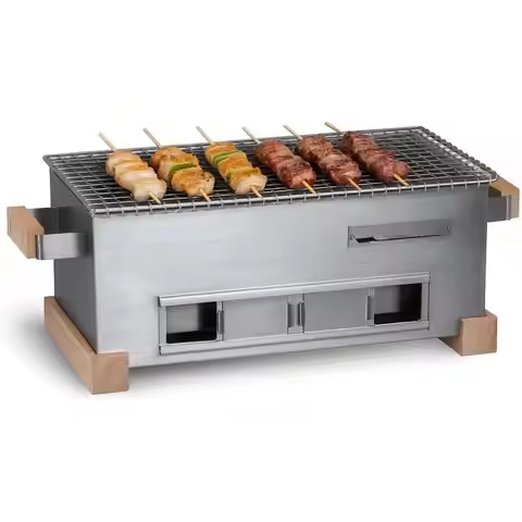 Mini Yakitori Grill – Japanese Style Tabletop Charcoal Hibachi BBQ – Portable Binchotan Grill for Au