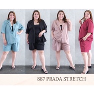 JUMBO 887 BIANCA BLAZER + SHORT PANT SET BIGSIZE PR4DA STRETCH MATERIAL FIT TO XXL