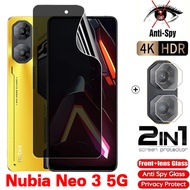 Nubia neo 3 5g 2in1 bảo vệ màn hình trước mềm hydrogel riêng tư cho zte nubia neo 3 neo3 nubia neo 3