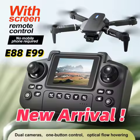 Newest E88 E99D Screen-controlled Lighting Mini Drone 4K 2 Camera Optical Flow Remote Control Aircra