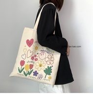Tofashions Túi vải dễ thương phụ nữ totebag Mùa Hè Hàn Quốc cầm tay túi đeo vai học sinh dây kéo