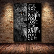 Wild Lion Letter It's Not Over When You Lose Motivational Quote Art Poster (No Frame, 24x36)