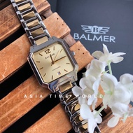 [Original] Balmer 8140L TT-2 Sapphire Square Women Watch with Gold dial Silver Gold Stainless Steel