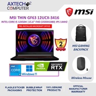 MSI Thin GF63 12UCX-3416 15.6'' FHD Gaming Laptop ( i5-12450H, 8GB, 1TB SSD, RTX2050 4GB, W11P )