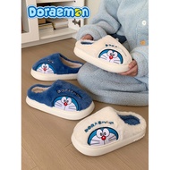 bedroom slippers men slippers Doraemon Thin Strip Cotton Slippers - Warm Plush Home Shoes for Couple
