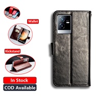 Classic Leather For Vivo Y73T T2x 5G iQOO Z6X V2164PA V2164KA Wallet Vintage Folio Case Flip Cover M