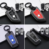 For BMW Key Case Keychain Carbon Fiber Style Car Remote Key Case Cover Shell For BMW X1 X3 X5 X6 F30 F34 F07 F10 F15 F20 F25 F30 F32 G11 G20 G30 G01 G02 G05 F15 F16 1 3 5 7 Series