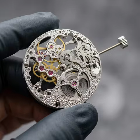 Skeleton Mechanical Watch Movement 6497-1 9 O'clock Small Seconds Hand Replacement Parts for DIY Cus