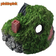 PINKINPINK Hobbit House, Thatched House Resin Aquarium Decoration, Reptile Simulation Betta Hideout 