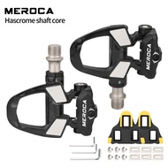 MEROCA Road Bike Carbon Fiber SPD Clipless Pedals - Ultralight Titanium Pedals with Cleats