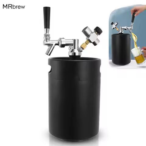 Pressurized Keg System 5L Mini Keg Growler & Beer Faucet & Co2 Regulator Portable Draft Beer Dispens