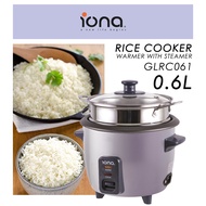 Iona 0.6L Rice Cooker and Warmer With Steamer - GLRC061 (1 Year Warranty)