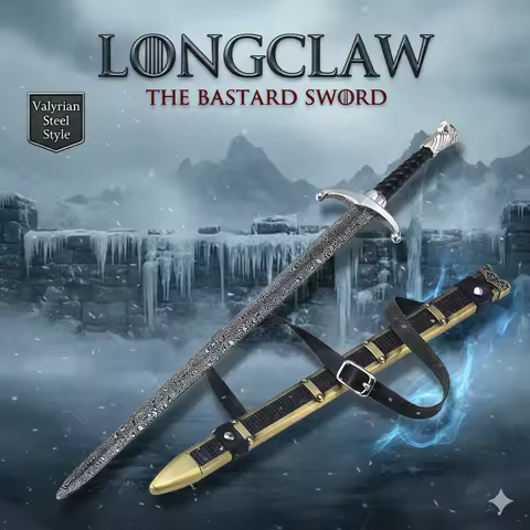 30cm Longclaw Metal Replica, Valyrian Steel Style Bastard Blade, Jon Snow's Wolf Sword Prop with Sca
