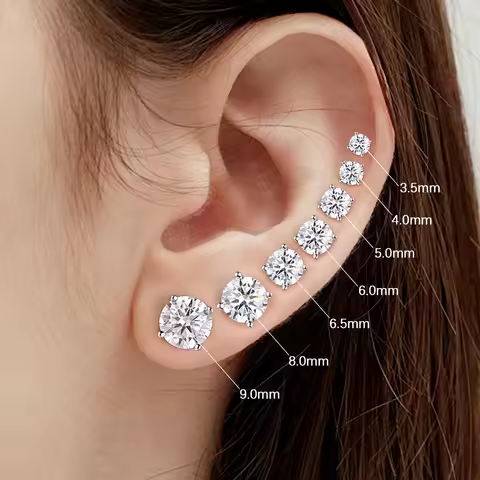 M-JAJA Moissanite Stud Earrings for Women 1ct 2ct 3ct Diamond Earrings S925 Sterling Silver Bridal T