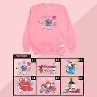 Bt21 Bts Crewneck Sweater for Girls Bts Children's Sweater Jumper with Bts Bt21 Motif