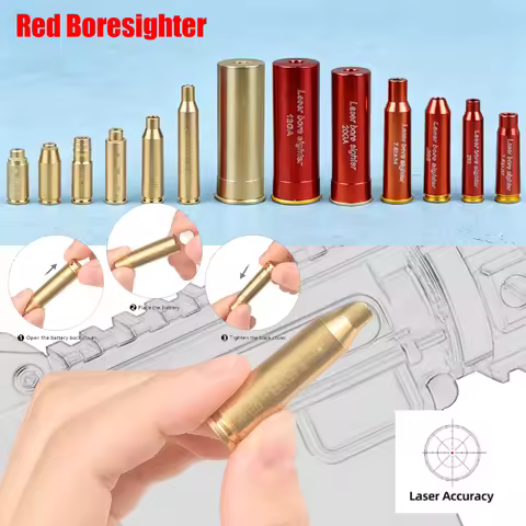 Tactical Red Lase Brass Boresighter Caliber .223/5.56/9mm/308/7.62/.45/30-06 for Cartridge Boresight