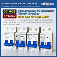 MIRCOE 2P DC 1000V MCB Solar Mini Circuit Breaker Battery Switch 16A 20A 32A 63A for PV System CE Ce