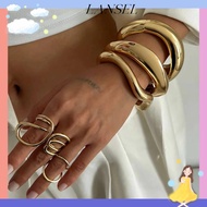 LA Bracelet, Metal Smooth  Wide Cuff Bracelet, Fashion Wide Cuff Design Chunky Style Open Spring Clo