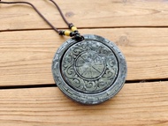 【親翠】天然翡翠 冰油黑烏雞項鍊手雕仿古紋套鐲58圈口