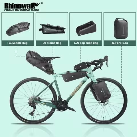 Rhinowalk Bicycle Bag Waterproof Set 1.2L-13L Bike Fork Bag Top Tube Bag Tail Bag Triangle Frame Bag