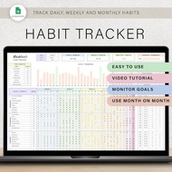 2026 Digital Planner, Daily Habit Tracker Spreadsheet Weekly Habit Planner Monthly Habit Routine Tra