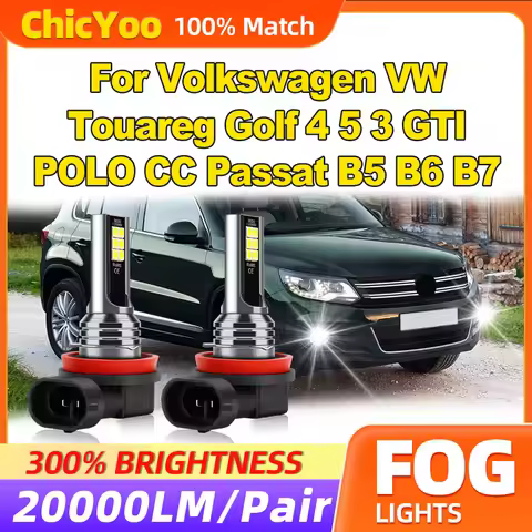 60W Fog Lights 12V 6000K Fog Lamps 20000LM 3x Brightness For Volkswagen VW Touareg Golf 4 5 3 GTI PO