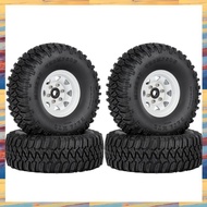 (ZWNA) 4PCS 1.55 Metal Beadlock Wheel Rims Tires Set for 1/10 RC Crawler Car Axial Jr D90 CC01 LC70