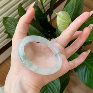 金絲玉雪翠圓條手鐲 玉石寬條翠手鐲 翡翠色玉鐲