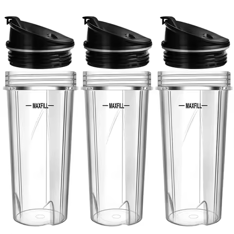 A005-Blender Replacement Parts For Ninja, 3 Pack 16Oz Ninja Blender Cups Replacement With To-Go Lids