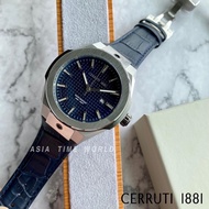 [Original] Cerruti 1881 CTCIWGB2116803 Slim Men's Watch with Blue Genuine Leather Strap Official Warranty