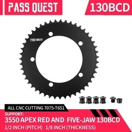 PASS QUEST Chainring Fixed Gear 130BCD  5-bolt Road Bike Narrow Wide Chainring 46-58T Chainwheel