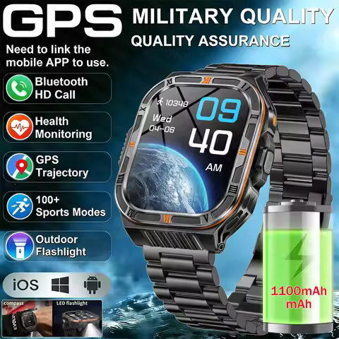 2026 1100mAh Super Capacity Battery Adult Men Smart Watch 2.0-inch Large Screen Bluetooth Call IP68 