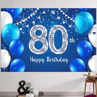 7x5ft Happy 80th Birthday Photography Backdrop - 80 Years Old Birthday Decorations Background Party 