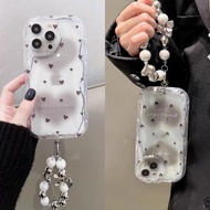 Casing For OPPO A58 4G A52 A72 A92 A5 A9 2020 A98 F23 F11 F9 R15 R17 PRO Love Heart Bracelet Love Bow Pearl Chain Fashion Electroplated Cute Plating Phone Case