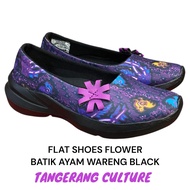Sepatu Flat Shoes Batik AYAM WARENG Khas Kabupaten Tangerang Culture Chosamon BALET BERLIN Slop Slip