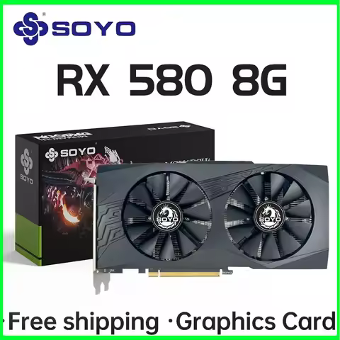 SOYO Graphics Cards AMD Radeon RX580 8G GDDR5 256bit DP*1 DVI*1 Video Card For Desktop Gaming Comput