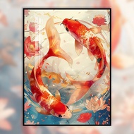 Koi Blessing Cross Stitch Set 2024 New Style Embroidery Material Small Piece Goldfish Print Cross Stitch