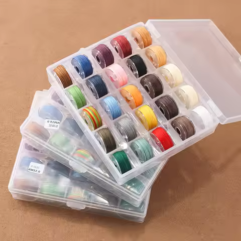 0.45/0.55/0.65mm Round Wax Thread Polyester Thread Waxed Thread Box Set Woven Bracelet For Leather C