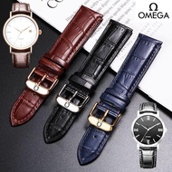 2024✥ CAI-时尚27 Substitute for-/Omega strap genuine leather men's and women's watch strap Seamaster 007 Butterfly Speedmaster strap accessories crocodile pattern