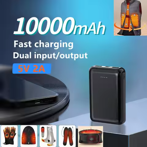 10000mAh 5V Mini Power Bank Portable Charger for Heated Vest Jacket Power Bank for Xiaomi Mi iPhone 