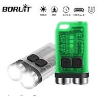 Boruit V3 Flashlight LED 900LM Mini Keychain Torch Light  IP65 Waterproof  Type-C Rechargeable Flash