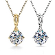 D Color 9MM 3ct Moissanite Pendant Necklace S925 Sterling Silver Plated with 14K Gold Necklace for W