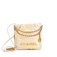 Chanel Pearl White Quilted Calfskin Mini 22 Bag Gold Hardware