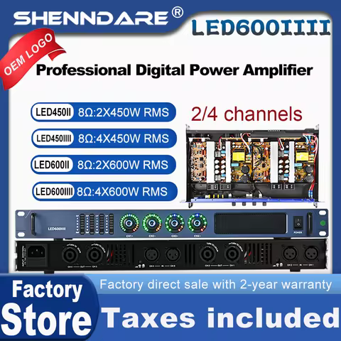 SenMicre LED450 4X450W 8Ohm Professional Digital Power Amplifier 4 Channel Sound Amplifier DJ Subwoo